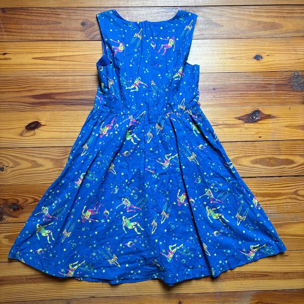 ModCloth Blue Fit and Flare Space Astronaut Dress, EUC, L - Picture 9 of 14